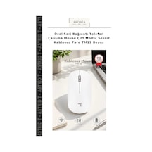 Özel Seri Bağlantı Telefon Çalışma Mouse Çift Modlu Sessiz Kablosuz Fare Tm19 Beyaz