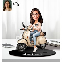 Kişiye Özel Motorcu Kadın Tasarımlı Karikatür Biblo-3