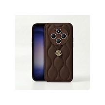 Xiaomi Redmi 14c  Kılıf Zebana Camellia Deri Kılıf Kahverengi