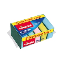 Vileda Rainbow Ekonomik Düz Bulaşık Süngeri 5 Adet Çok Renkli