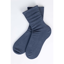 Tudors Unisex Çizgili Kolej Tenis Çorabı-27161 - Standart Mavi