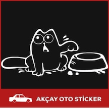 Karnı Aç Kedi Sticker Oto Sticker Kedi Duvar Sticker Araç Sticker