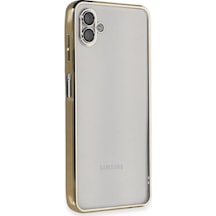 Samsung Uyumlu Galaxy A04 Kılıf Kamera Korumalı Lensli Silikon Altın