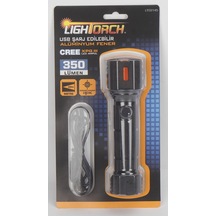 Usb İle Şarj Edilebilir Zoom Lu El Feneri Siyah