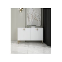 Vera 120 Cm Konsol , Tv Ünitesi, Çok Amaçlı Dolap Beyaz-altın Beyaz-altın