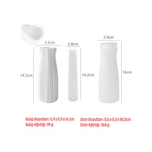 Uzun Çizgili Dekoratif Vazo Yapım Kalıbı Beton, Alçı Ve Reçine Dökümüne Uygun, İç Boşluk Aparatlı, Tekrar Kullanılabilir Hobi Kalıbı