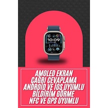 49mm Akıllı Saat Amoled Ekranlı Kadın Erkek Kol Saati Plastik Kordon Gri