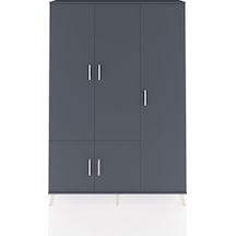 Arges Dolap 7 Raflı 5 Kapaklı Tek Askılı 132x30x195 Antrasit-antrasit/antrasit Antrasıt/antrasıt