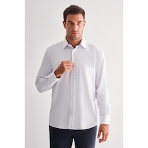 İmza Beyaz Sert Yaka Uzun Kol Cepli Comfort Fit Classic Gömlek 1004255164 Optik Beyaz