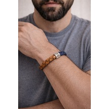 Hakiki Deri Erkek Bileklik Taba & Lacivert Çift Renk Silver Detaylı Çelik Kilit-1322 Antrasit Hakiki Deri Erkek Bileklik Taba & Lacivert Çift Renk Silver Detaylı Çelik Kilit-1322 Antrasit