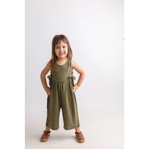 Oliven The Kid Oliventhekid Yeşil Pamuklu Kolsuz Arkası Düğmeli Çift Bağcıklı Kız Çocuk Tulum Yeşil Yeşil