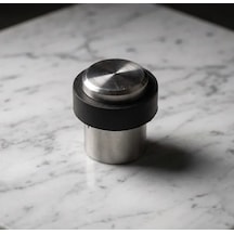 Mat Inox Paslanmaz Çelik Kapı Stoperi Lüks Zemin Tipi Kauçuk Tamponlu Kapı Stopu