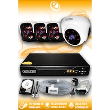 Elitcam 4 Kameralı Panda 1 İç Kamera Set 250 GB HDD Full HD Gece Görüşlü Güvenlik Kamerası Sistemi