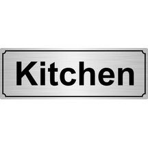 Gümüş Renk Metal Kitchen Yönlendirme Levhası 10 X 20 Cm