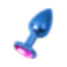 Red Fox Metal Rose Taşlı Mavi Anal Plug Orta Boy