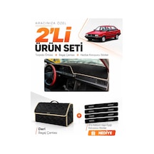 E-biz Volkswagen Passat B2 1980-1988 Uyumlu Torpido Örtüsü + Deri Çanta - Siyah-bej - Vw014