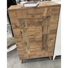 Ahşap Ayakkabılık Panjur Kapak Meşe 4 Raflı Demonte