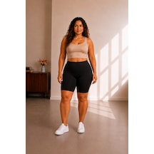 Sngl Tekstil Büyük Beden Diz Üstü Tayt 3xl-4xl-5xl-6xl-7xl-8xl Siyah