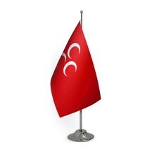 Üç Hilal Kırmızı Masa Bayrağı Tekli 15x22,5 cm