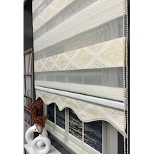 Damaks Desen Jakarlı Zebra Stor Perde Etek Dilimli