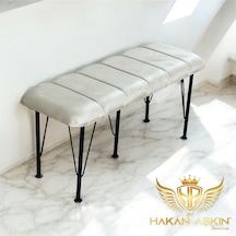 By Hakan Aşkın Siyah Metal Ayaklı Line Style 2025 Babyface Puf & Bench Krem Bej
