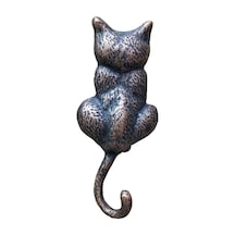 Antika Tarz Dekoratif Pirinç Kedi Sırt Kapı Tokmağı, Taktak - 160x65mm, Oksit