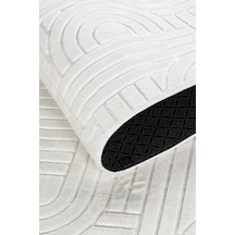 Tropikal Home Bambu Dokulu Modern Desenli Kaymaz Taban Lüx Dört Mevsim Yıkanabilir Halı Yolluk Krem