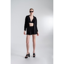 Holly Lolly Oversize Düğme Kapamalı Comfy Oversize Gömlek Siyah