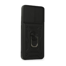 Samsung Galaxy Uyumlu - A03s Kılıf Pars Lens Yüzüklü Silikon - Siyah