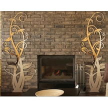 M3 Decorium Sarmaşık Şömine Barbekü Yanı Dekoru Dekoratif Ayna Gümüş