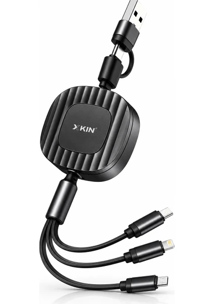 Xkın Xk-x328 Model Turuncu Renkli, 1 Metre Uzunluğunda, 100w Pd Power Delivery Gen 3.0 Ve 60w Hızlı Şarj Desteği Sunan Bir 2-in-2 Hızlı Şarj Ve Data Kablosudur