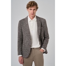 Morven Erkek Kahve Örme Trend Ekoseli Slim Fit Mono Yaka Ceket 26ks002003400 Kahve