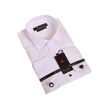 Dicotto Beyaz Ekstra Uzun Kol 8 Drop Damatlık Ata Yaka Kol Düğmeli Slim Fit Smokin Gömlek - 013 001