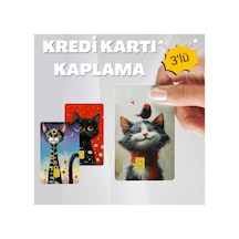 Sevimli Kediler Kart Kaplama 3'lü Set No4 Kredi Kartı & Akbil Sticker Standart