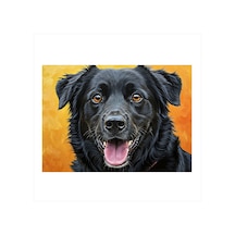 Siyah Sevimli Köpek Desenli Ahşap Tablo