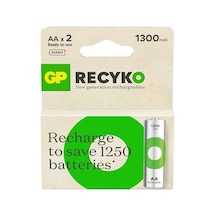 Gp Batteries Recyko 1300 Aa Kalem Ni-mh Şarjlı Pil, 1.2 Volt, 2'li Kart