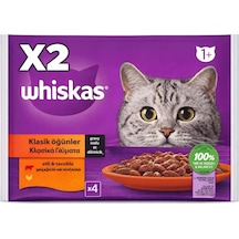 Whiskas Klasik Öğünler Sos İçinde Sığırlı Ve Tavuklu Poşet Yaş Mama 340 G 4x85 Gr