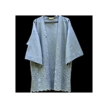 Lila Mare Pamuk Kumaşlı Nakışlı Handmade Beachwear & Homewear Kimono Standart Bedenlere 36-44 Arası Uygundur Renkli Renkli