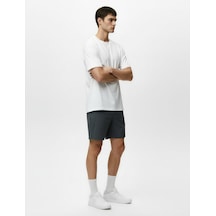 Koton Regular Fit Yırtmaçlı Dikiş Detaylı Beli Lastikli Kısa Spor Şort Antrasit 6wam40029nw 939