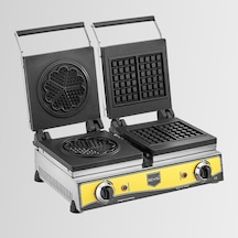 Remta W20 Sanayi Tipi Döküm Çiftli Kare + Çiçek Model 16 Çap Waffle Makinası Elektrikli