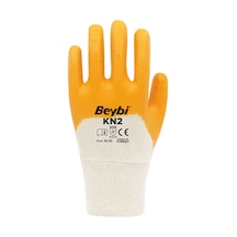 Beybi KN2 Sarı Pamuk Nitril İş Eldiveni 10 Beden 12 Çift