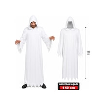 Yetişkin Beyaz Kapüşonlu Cellat Hayalet Kostümü 140 Cm