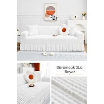 Bürümcük 3 Kişilik Koltuk Örtüsü. Etekli Koltuk Kılıfı. Çekyat Kanepe Örtüsü. 1 Adet Beyaz - 876024568 Beyaz