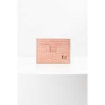 Bayderi Owpi Kroko Deri Minimal Unisex Kartlık Pudra