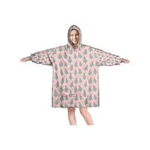 Noel Temalı Unisex Giyilebilir Battaniye Hoodie, Kalın Peluş, Kollar Ve Büyük Cep-a18 Bej