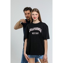 Kadın Bisiklet Yaka Regular Fit Californıa Baskılı Tişort Spr21y 001