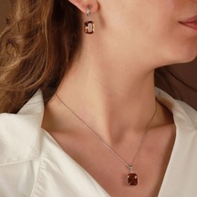 Zultanit Taşlı Emerald Kesim Gümüş Set Gümüş