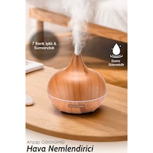 Oda Hava Nemlendirici - 7 Renk Led Işıklı Buhar Makinesi Aroma Difüzörü Humidifier Açık Kahve
