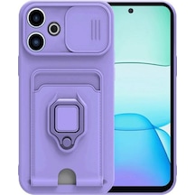 Xiaomi Redmi 13 4g Kılıf Zuma Kartvizitli Yüzüklü Silikon Lila