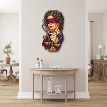 Gözleri Bağlı Adalet Tanrıçası - Metal Tablo - Dec0231 42 X 80 Cm Çok Renkli